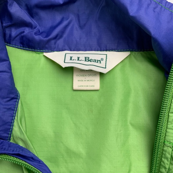 Vintage LL Bean Pullover Windbreaker Jacket Womens Size XL Lime Green & Purple - Picture 6 of 6